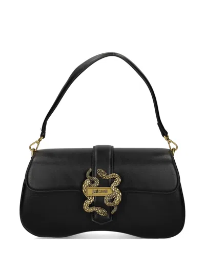 Just Cavalli Snake-detail Shoulder Bag In Black
