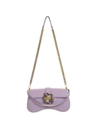 Just Cavalli Snake-detail Shoulder Bag In Purple
