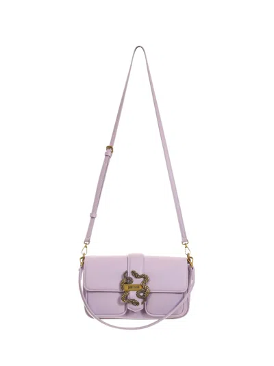 Just Cavalli Snake-detail Shoulder Bag In Purple