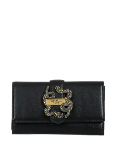 Just Cavalli Snake-detail Wallet In Black