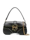 Just Cavalli Snake-embellished Studded Shoulder Bag In Black