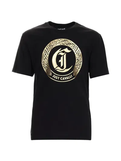 Just Cavalli Snake-logo T-shirt In Black