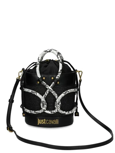 Just Cavalli Snake-pattern Bucket Bag In Black