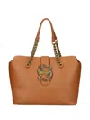 Just Cavalli Snake-plaque Tote Bag In Brown