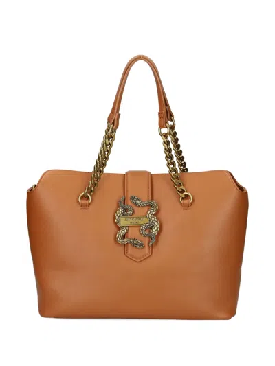 Just Cavalli Snake-plaque Tote Bag In Brown