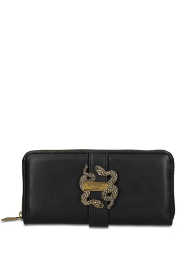 Just Cavalli Snake-plaque Wallet In Black