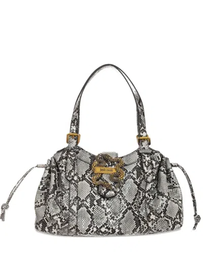Just Cavalli Snake-print Shoulder Bag In Gray