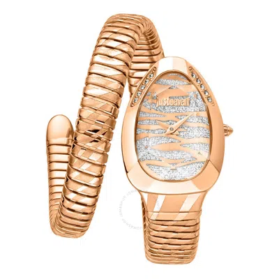 Just Cavalli Snake Quartz Silver Dial Ladies Watch Jc1l225m0055 In Gold