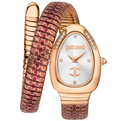 Just Cavalli Snake Quartz Silver Dial Ladies Watch Jc1l251m0065 In Brown