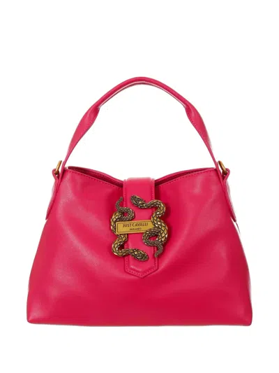 Just Cavalli Snake-buckle Tote Bag In Pink