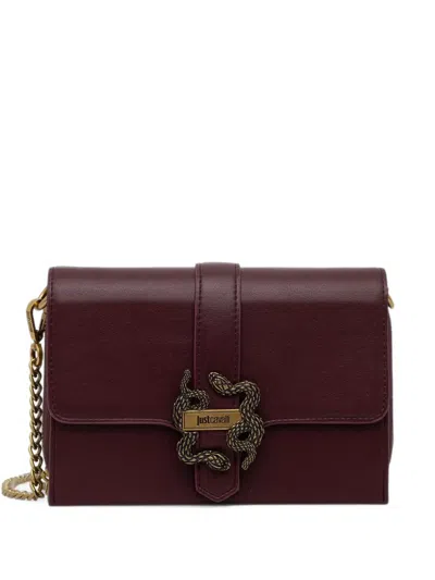 Just Cavalli Snake-plaque Chain-link Clutch Bag In Black