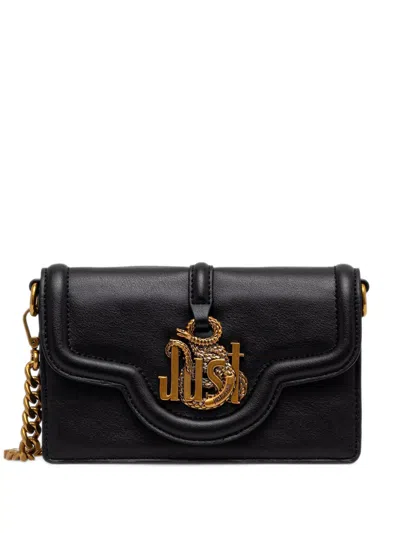Just Cavalli Snake-plaque Chain-link Clutch Bag In Purple