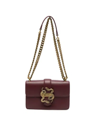 Just Cavalli Snake-plaque Chain-strap Shoulder Bag In Purple