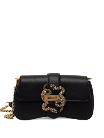 Just Cavalli Snake-plaque Cross Body Bag In Black