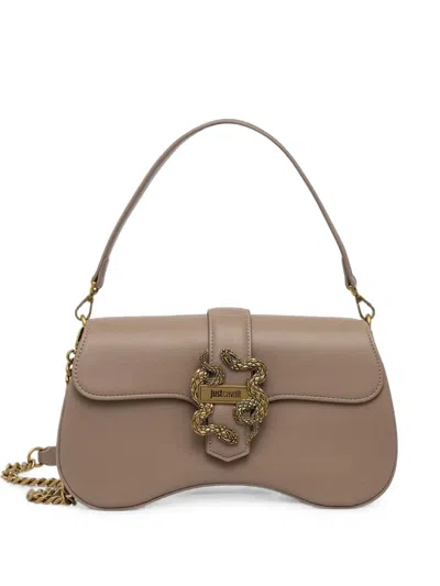 Just Cavalli Snake-plaque Curved Tote Bag In Neutral