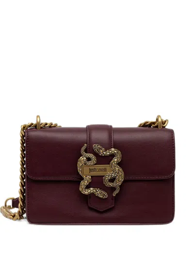 Just Cavalli Snake-plaque Leather Shoulder Bag In Red