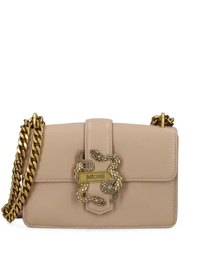 Just Cavalli Snake-plaque Shoulder Bag In Brown
