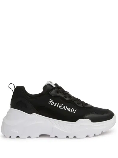 Just Cavalli Logo-print Panelled Sneakers In Black
