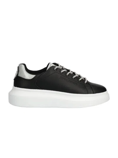 Just Cavalli Glitter Lace-up Sneakers In Black