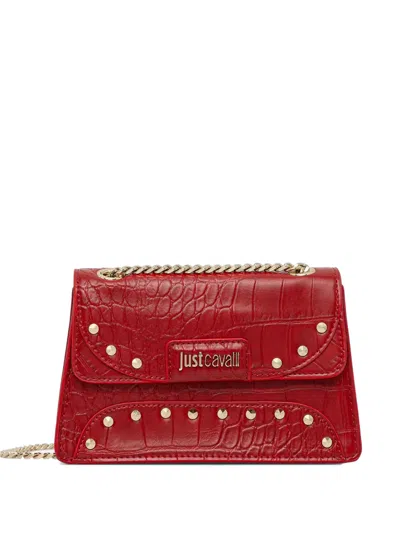 Just Cavalli Spike-studded Cross Body Bag In Red