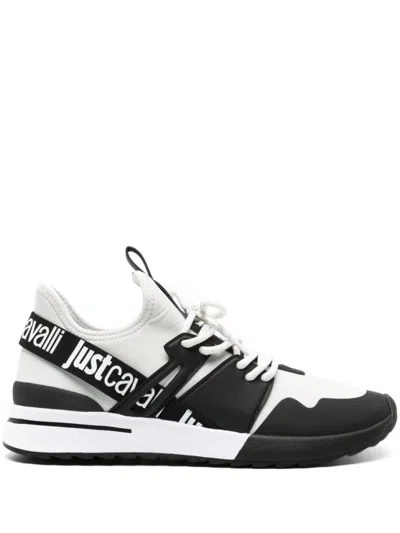 Just Cavalli Logo-strap Mesh Sneakers In Neutrals