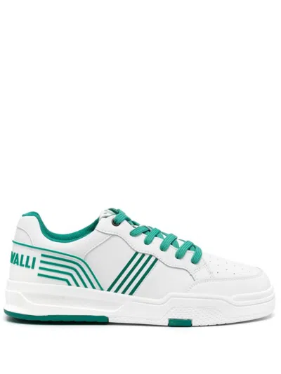 Just Cavalli Panelled-design Leather Sneakers In White