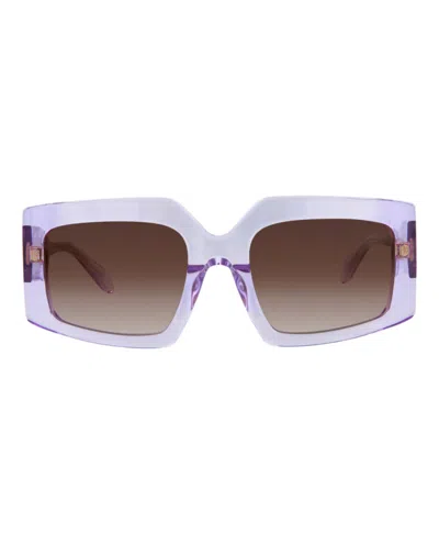 Just Cavalli Square-frame Acetate Sunglasses Woman Sunglasses Purple Size 54 Acetate In Violet Violet Brown