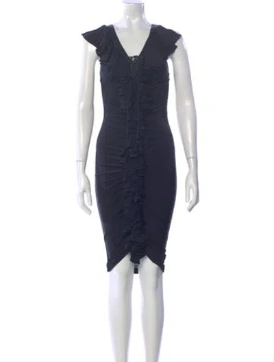 Pre-owned Just Cavalli Square Neckline Knee-length Dress In Blue
