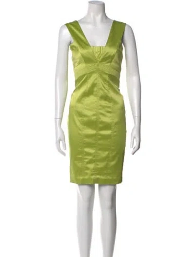 Pre-owned Just Cavalli Square Neckline Mini Dress In Green