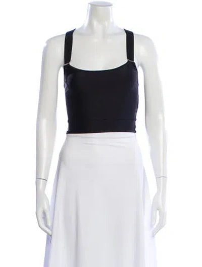 Pre-owned Just Cavalli Square Neckline Sleeveless Crop Top W/ Tags In Black