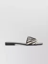 Just Cavalli Square Toe Flat Sandals With Woven Texture In Black