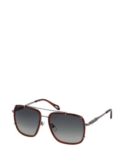 Just Cavalli Square-frame Double-bridge Sunglasses In Brown
