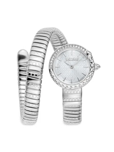 Just Cavalli Stainless Steel & Crystal Wrap Watch/22mm In Silvertone