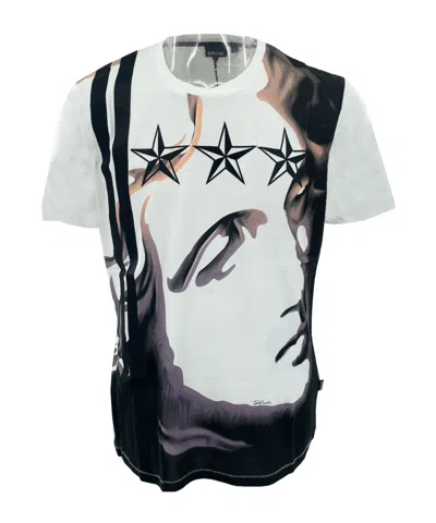 Just Cavalli Star Printed Round Collar T-shirt In White