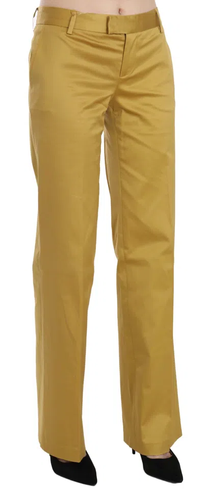 Just Cavalli Straight Formal Cotton Trousers In Yellow