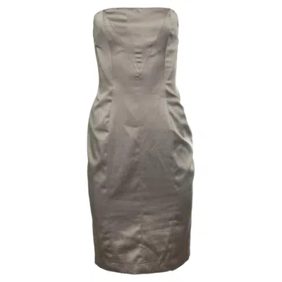 Pre-owned Just Cavalli , Strapless Corset Satin Dress In Gray