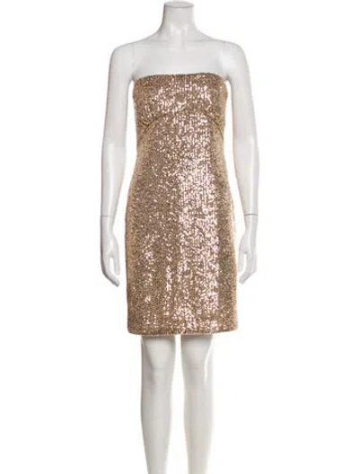 Pre-owned Just Cavalli Strapless Mini Dress In Gold