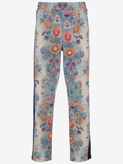Just Cavalli Stretch Nylon Trousers With Floral Pattern In Multi