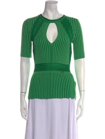 Pre-owned Just Cavalli Striped Crew Neck Sweater In Green