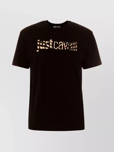 Just Cavalli Striped Crew Neck T-shirt In Black