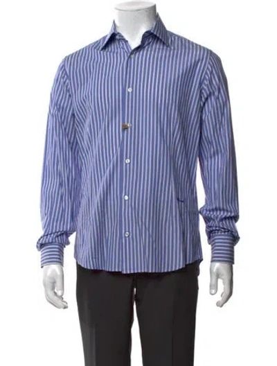 Pre-owned Just Cavalli Striped Long Sleeve Dress Shirt In Blue