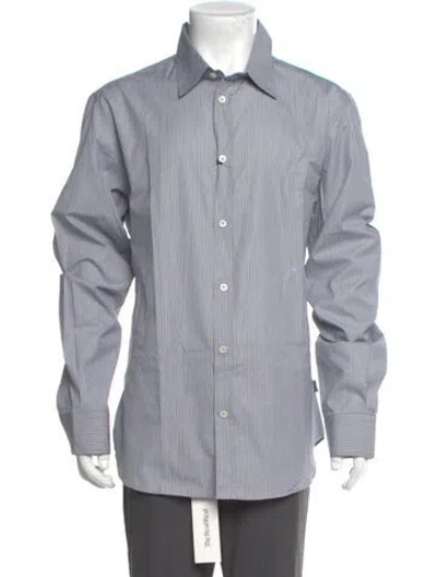 Pre-owned Just Cavalli Striped Long Sleeve Dress Shirt In Gray