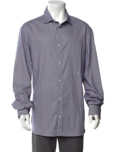 Pre-owned Just Cavalli Striped Long Sleeve Dress Shirt In Gray