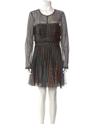 Pre-owned Just Cavalli Striped Mini Dress In Black