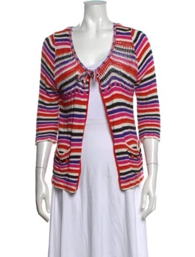 Pre-owned Just Cavalli Striped Scoop Neck Sweater In Pink