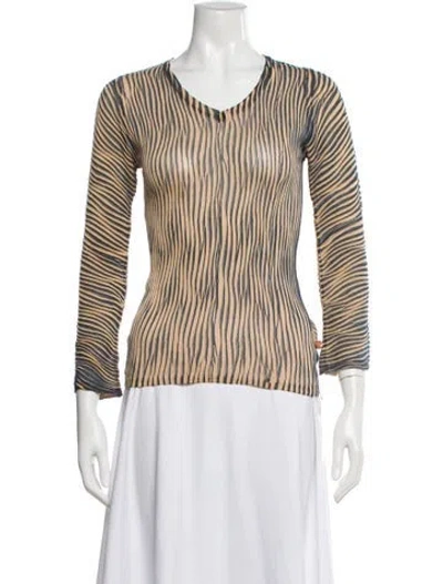 Pre-owned Just Cavalli Striped V-neck Top In Neutral