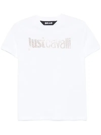 Just Cavalli Studded-logo T-shirt In White