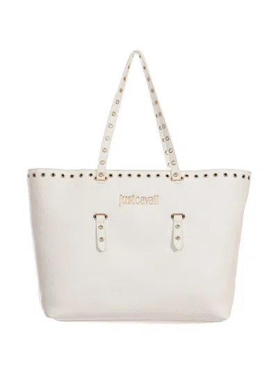 Just Cavalli Studded Shoulder Bag In White