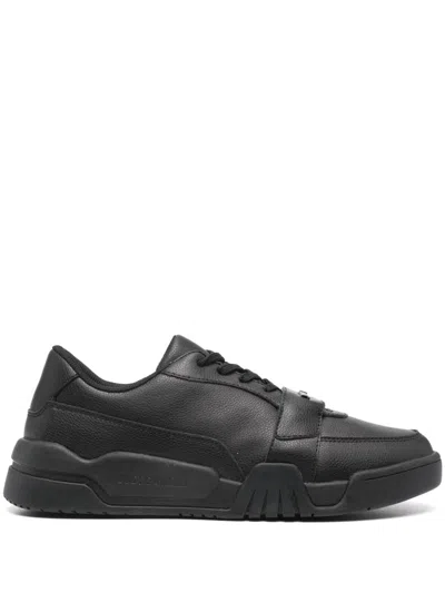 Just Cavalli Style Dis. 4 Leather Sneakers In Black