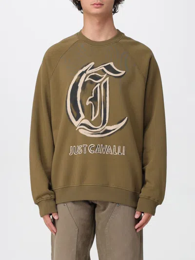 Just Cavalli Man Sweatshirt Military Green Size Xl Cotton
